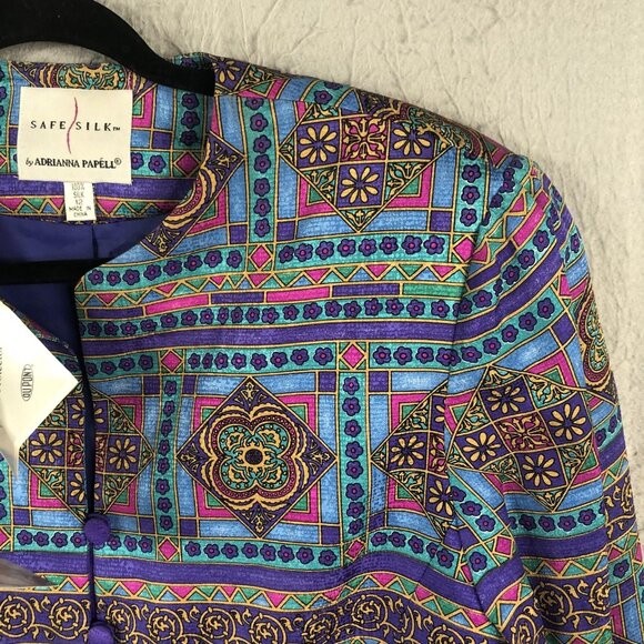 Vintage Adrianna Papell Jacket Womens 12 Silk Teflon Protector Safe Vintage Styl - Picture 11 of 16